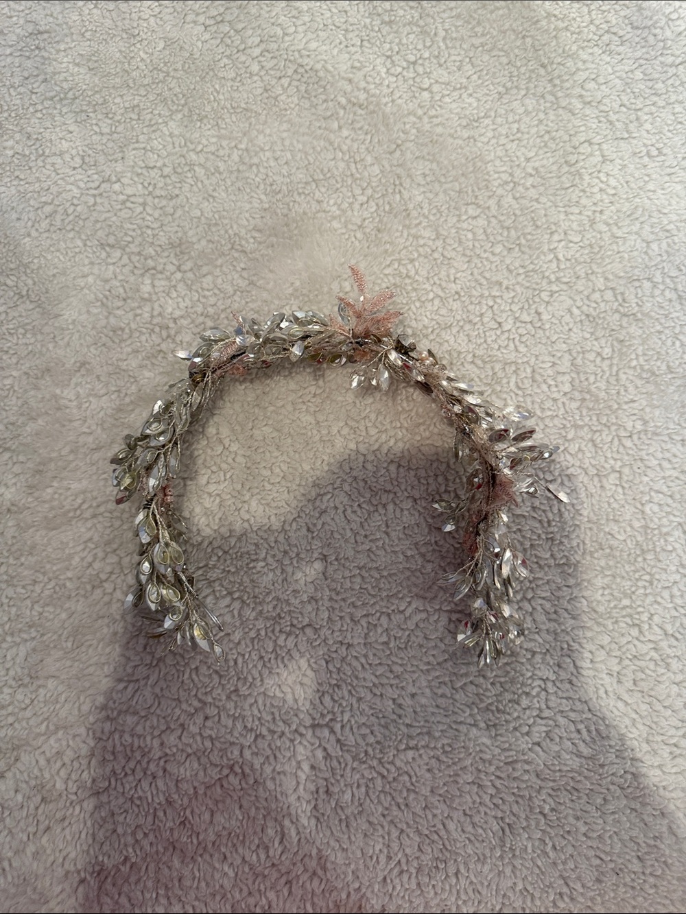 Embellished Leaf Crystal Headband - Pink & Silver